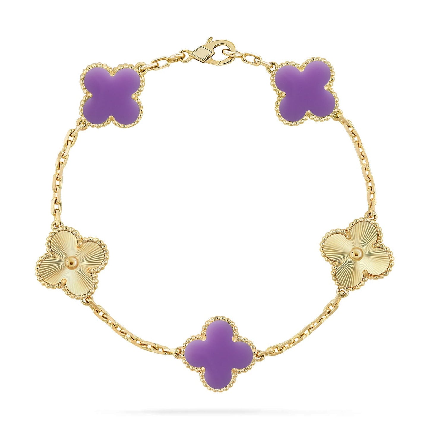 [Azure Tears]LUCKY CLOVER 5-MOTIF BRACELET - LAVENDER COLLECTION