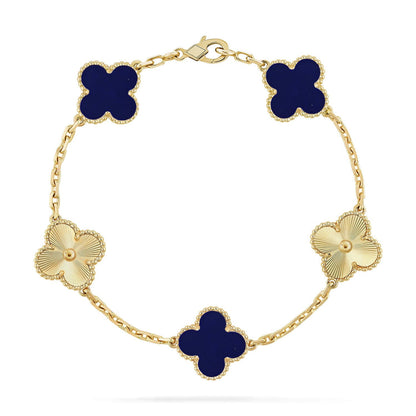 [Azure Tears]LUCKY CLOVER 5-MOTIF BRACELET - LAPIS LAZULI COLLECTION