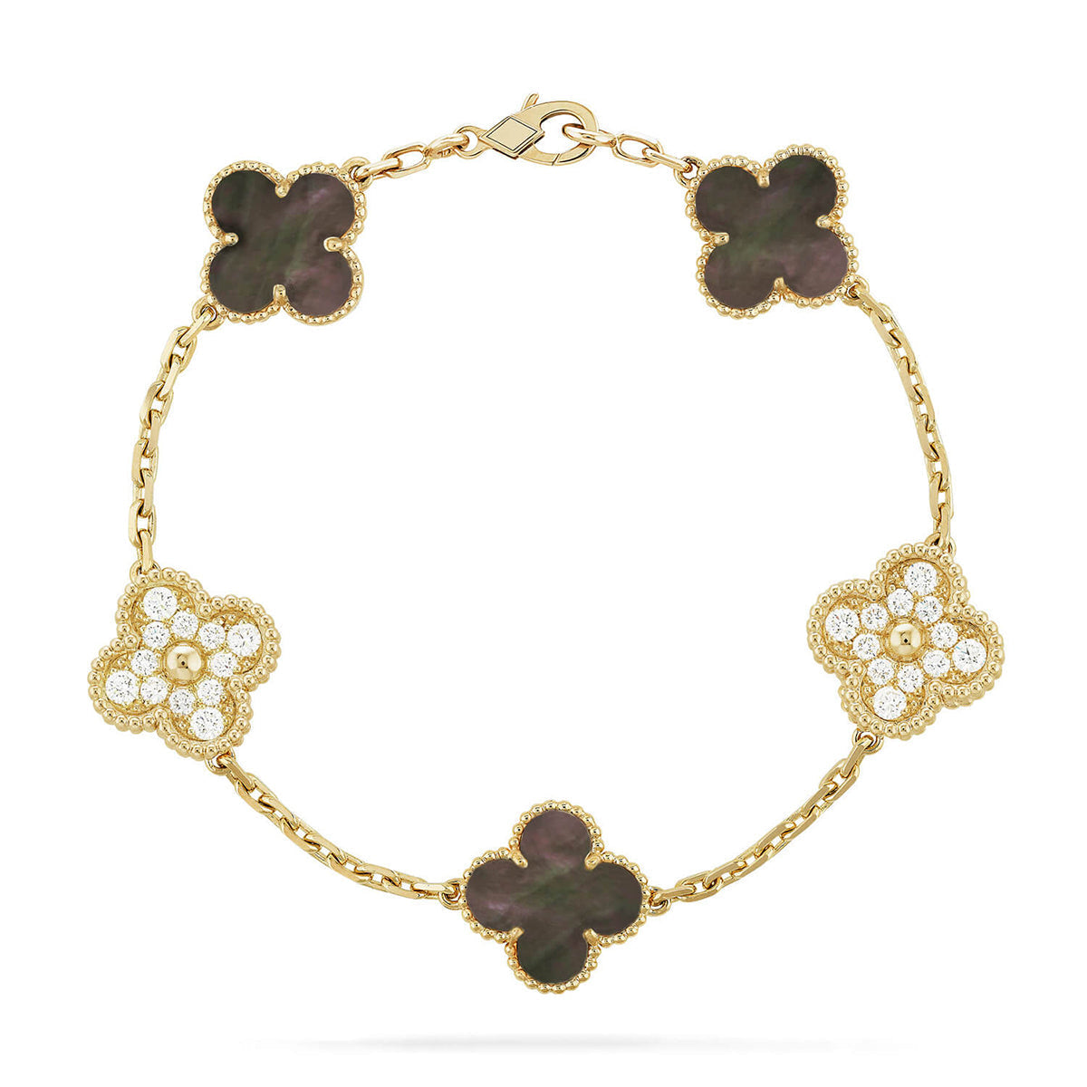 [Azure Tears]LUCKY CLOVER 5-MOTIF BRACELET - GREY MOTHER-OF-PEARL COLLECTION
