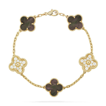 [Azure Tears]LUCKY CLOVER 5-MOTIF BRACELET - GREY MOTHER-OF-PEARL COLLECTION