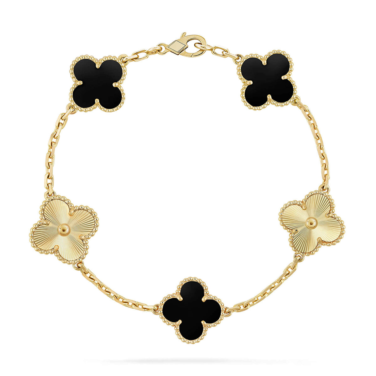 [Azure Tears]LUCKY CLOVER 5-MOTIF BRACELET - BLACK OXNY COLLECTION
