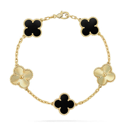 [Azure Tears]LUCKY CLOVER 5-MOTIF BRACELET - BLACK OXNY COLLECTION