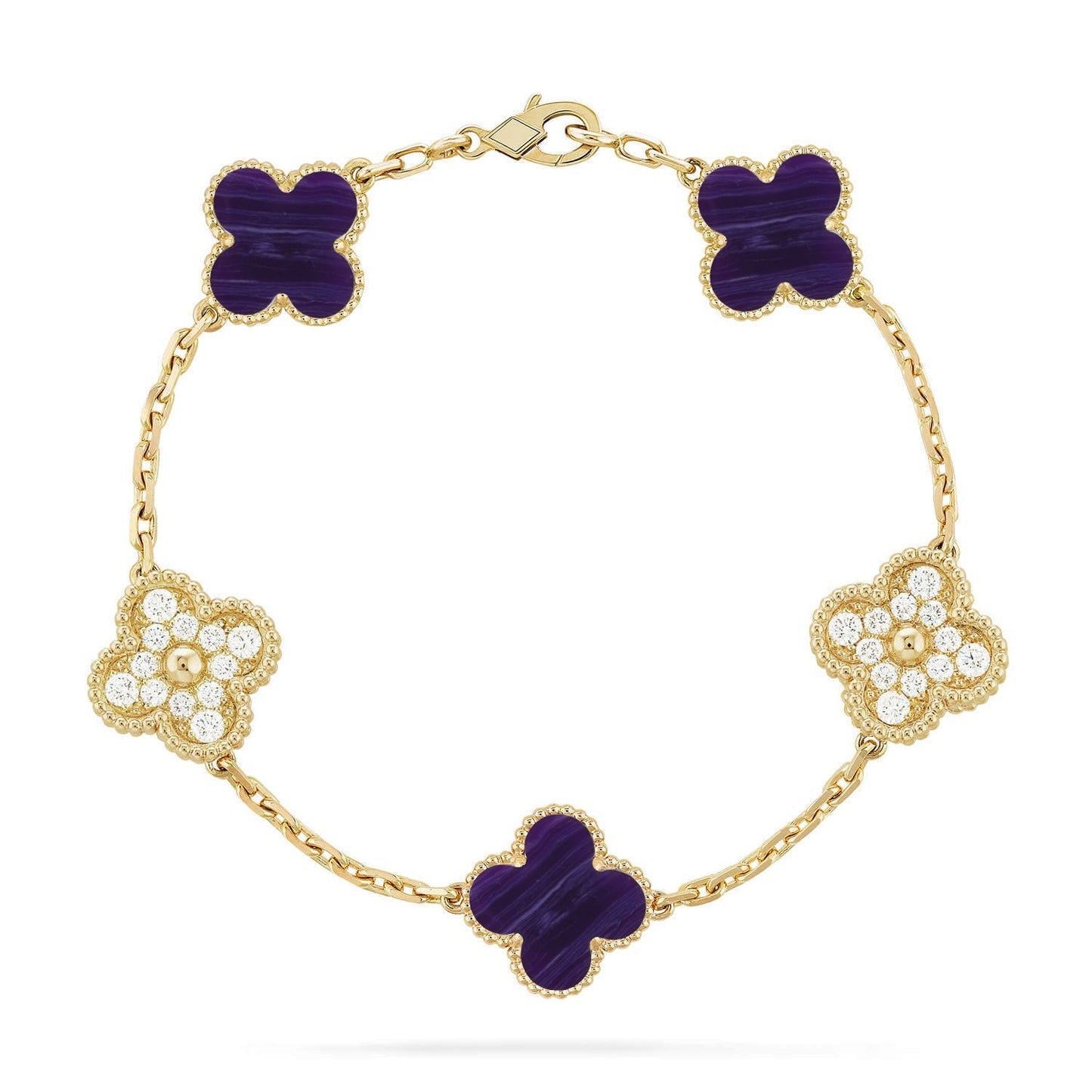 [Azure Tears]LUCKY CLOVER 5-MOTIF BRACELET - CHAROITE COLLECTION