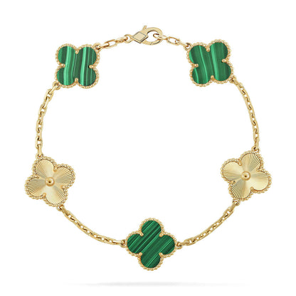 [Azure Tears]LUCKY CLOVER 5-MOTIF BRACELET - MALACHITE COLLECTION