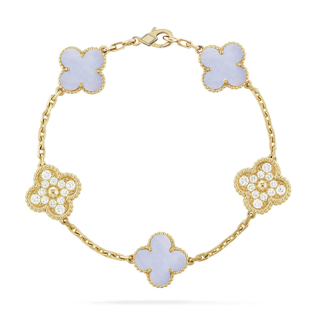 [Azure Tears]LUCKY CLOVER 5-MOTIF BRACELET - PURPLE CHALCEDONY COLLECTION