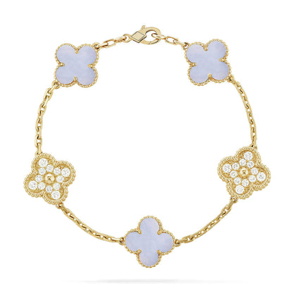 [Azure Tears]LUCKY CLOVER 5-MOTIF BRACELET - PURPLE CHALCEDONY COLLECTION