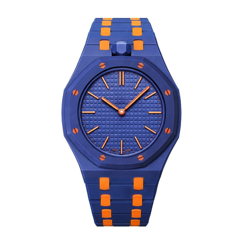 [Azure Tears]OAK POP EXCLUSIVE DARK BLUE AND ORANGE BIOCERAMIC STRAP
