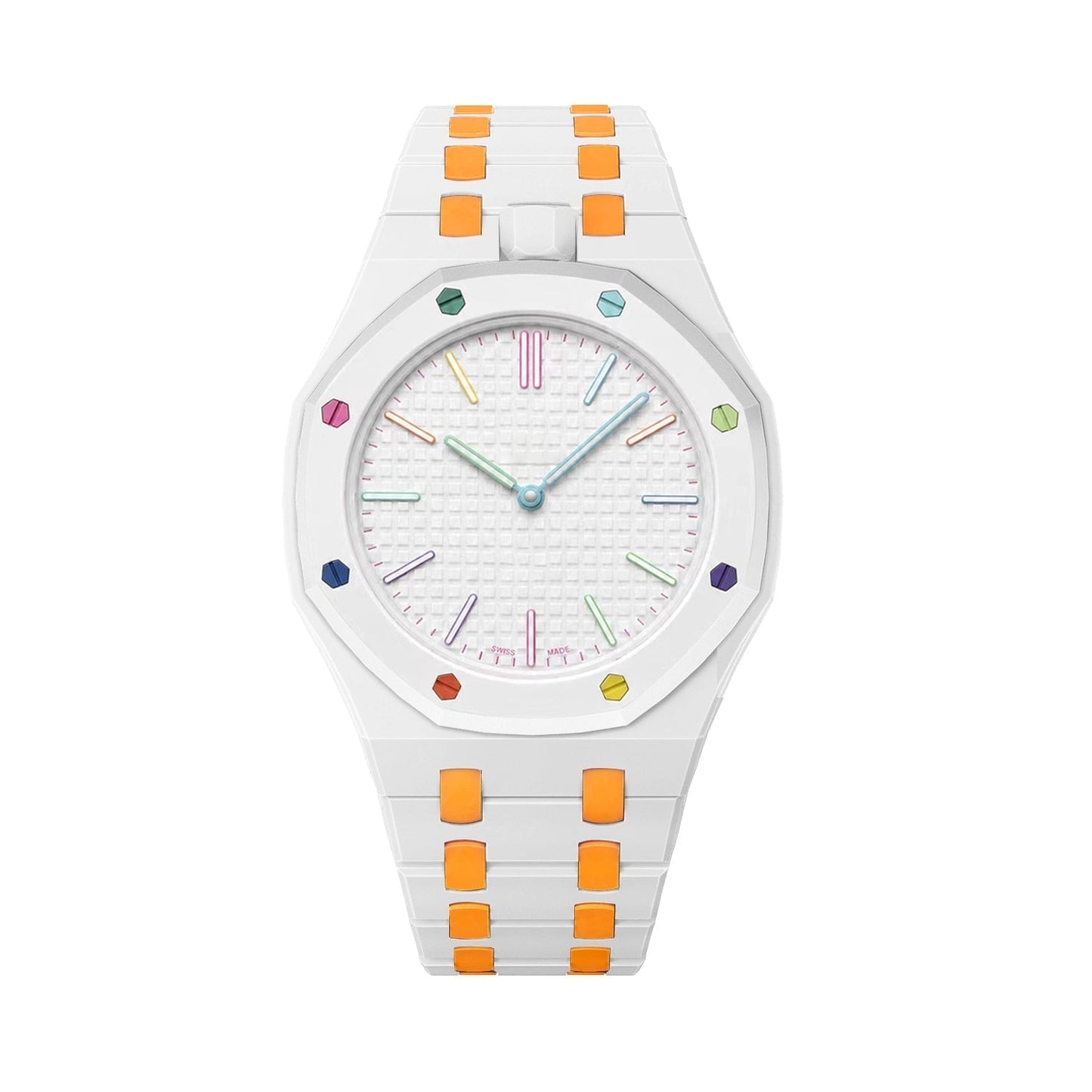 [Azure Tears]OAK POP EXCLUSIVE WHITE AND ORANGE BIOCERAMIC STRAP