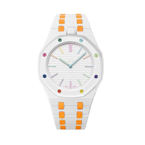 [Azure Tears]OAK POP EXCLUSIVE WHITE AND ORANGE BIOCERAMIC STRAP