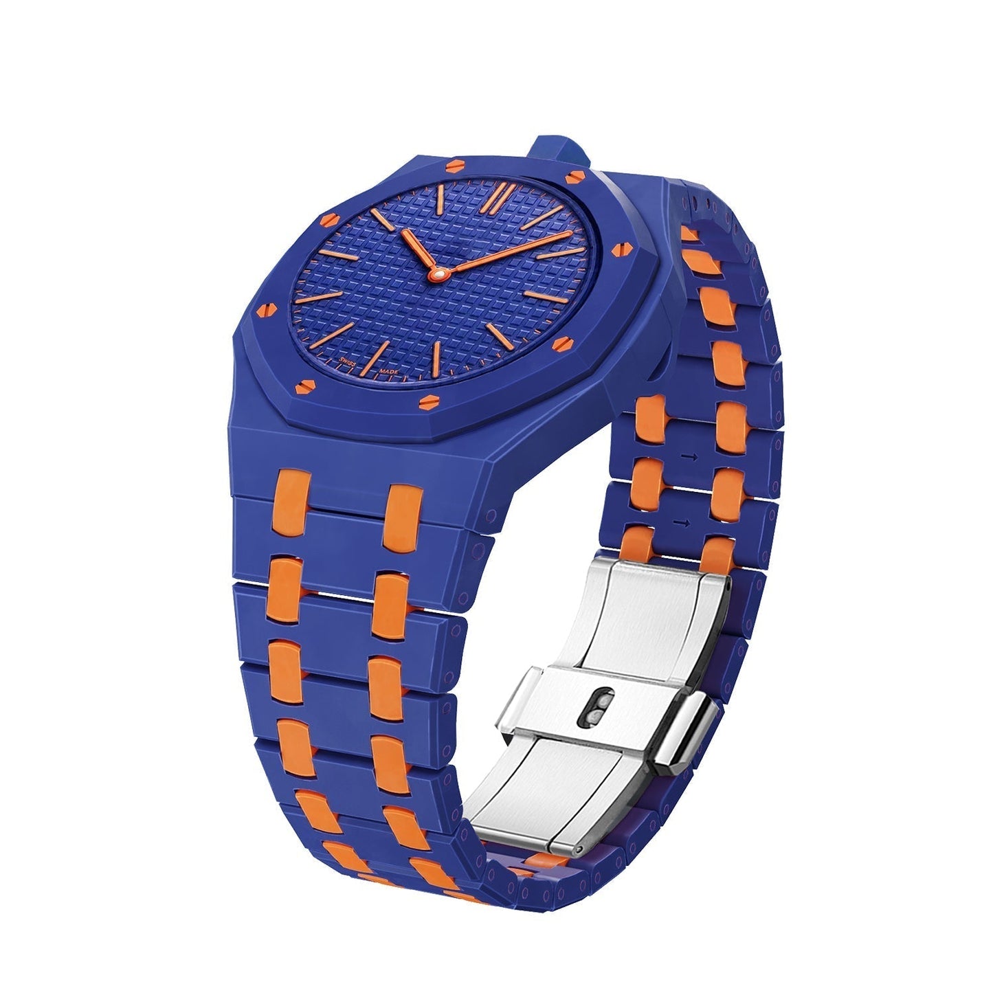 [Azure Tears]OAK POP EXCLUSIVE DARK BLUE AND ORANGE BIOCERAMIC STRAP