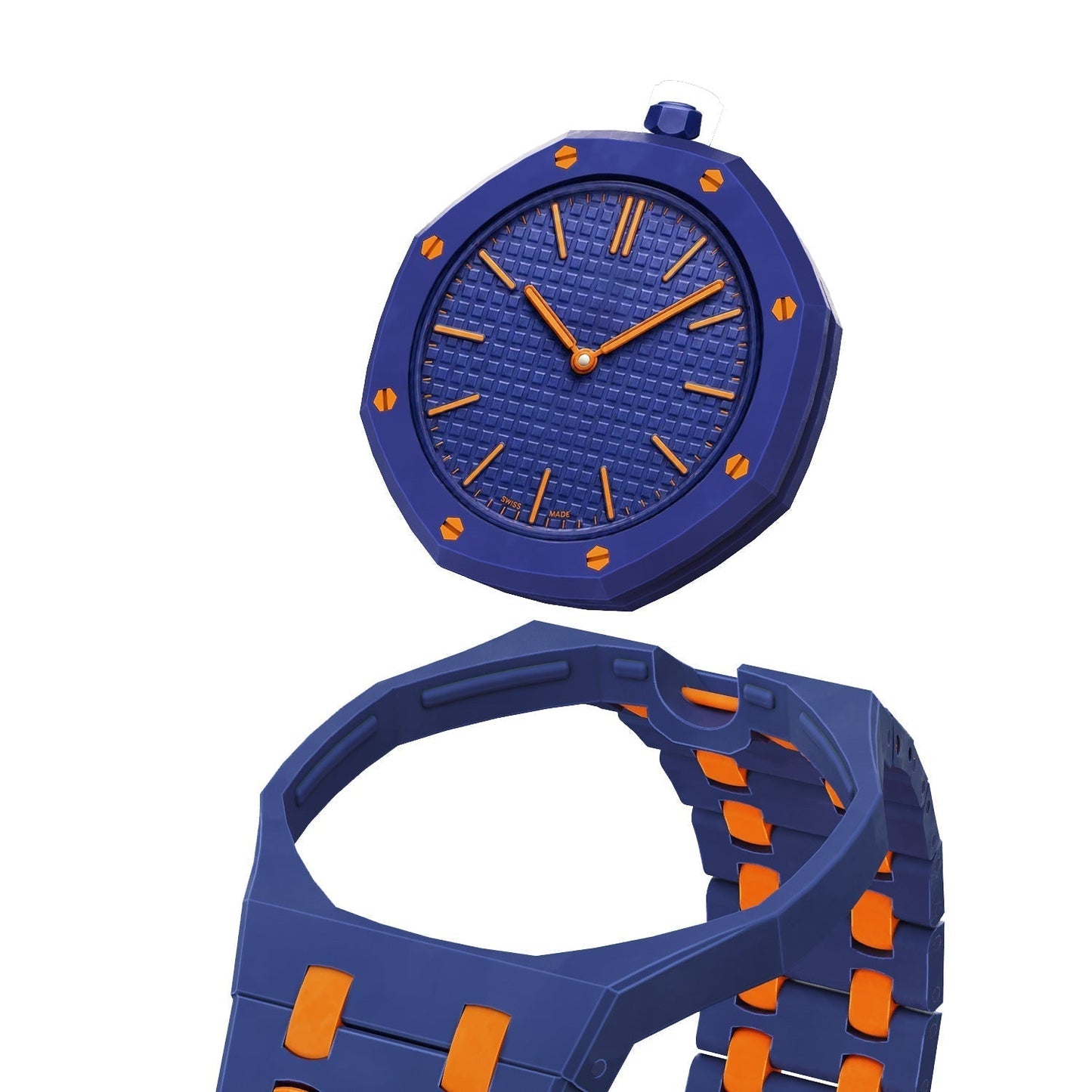 [Azure Tears]OAK POP EXCLUSIVE DARK BLUE AND ORANGE BIOCERAMIC STRAP