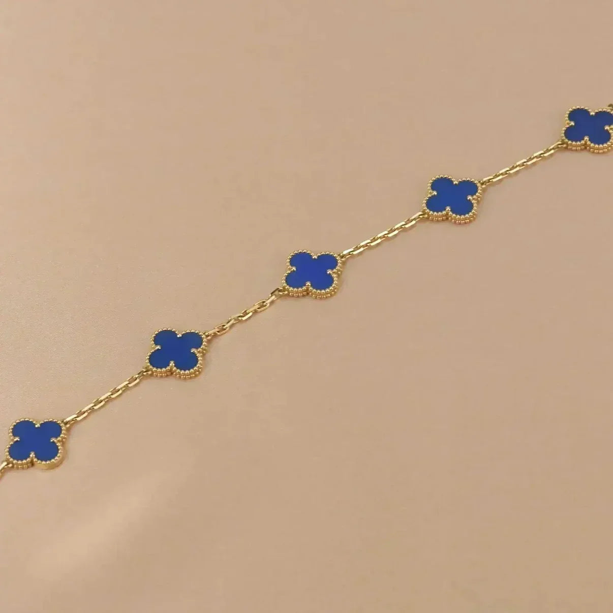 [Azure Tears]LUCKY CLOVER 5-MOTIF BRACELET - BLUE AGATE COLLECTION