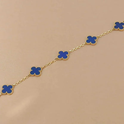 [Azure Tears]LUCKY CLOVER 5-MOTIF BRACELET - BLUE AGATE COLLECTION