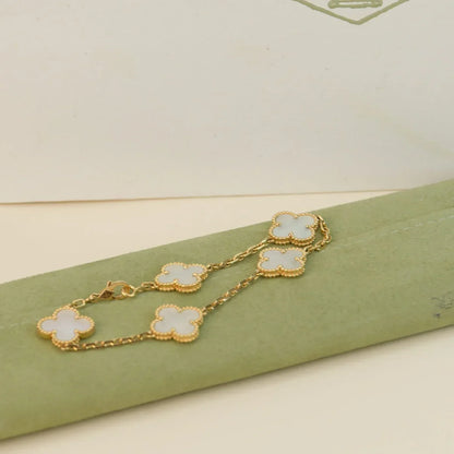 [Azure Tears]LUCKY CLOVER 5-MOTIF BRACELET - WHITE MOTHER-OF-PEARL COLLECTION