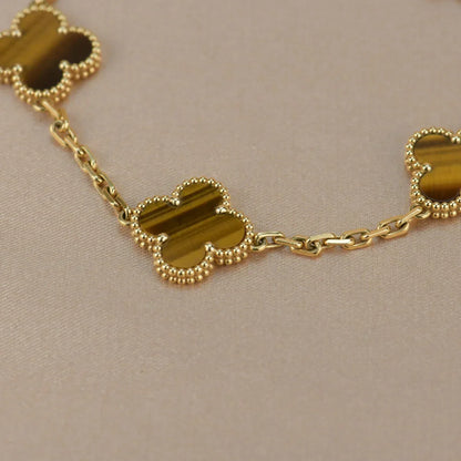 [Azure Tears]LUCKY CLOVER 5-MOTIF BRACELET -  TIGER’S EYE COLLECTION