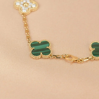 [Azure Tears]LUCKY CLOVER 5-MOTIF BRACELET - MALACHITE COLLECTION