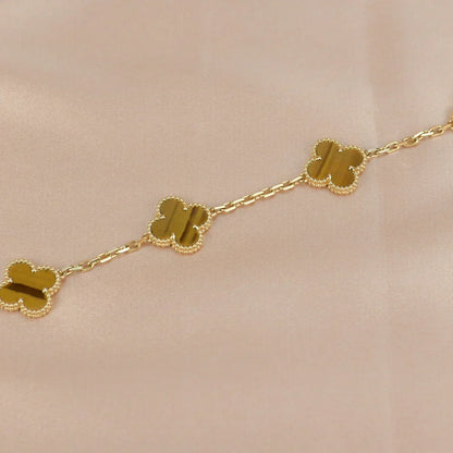 [Azure Tears]LUCKY CLOVER 5-MOTIF BRACELET -  TIGER’S EYE COLLECTION