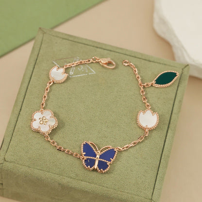 [Azure Tears]SPRING ENCHANTMENT BUTTERFLY & FLORAL CHARM BRACELET
