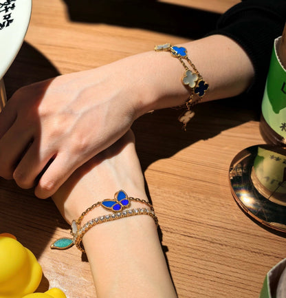 [Azure Tears]SPRING ENCHANTMENT BUTTERFLY & FLORAL CHARM BRACELET