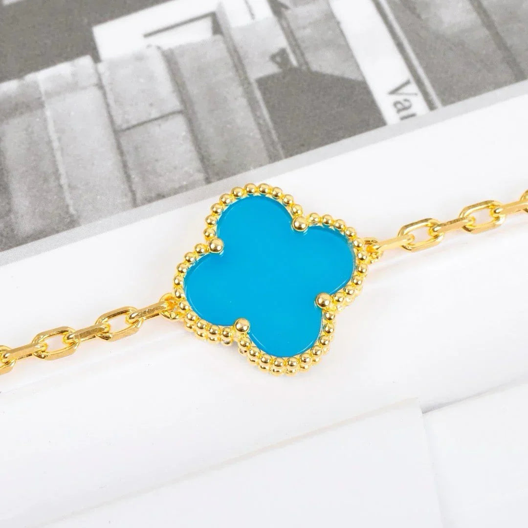 [Azure Tears]LUCKY CLOVER 5-MOTIF BRACELET - TURQUOISE COLLECTION