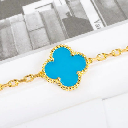 [Azure Tears]LUCKY CLOVER 5-MOTIF BRACELET - TURQUOISE COLLECTION