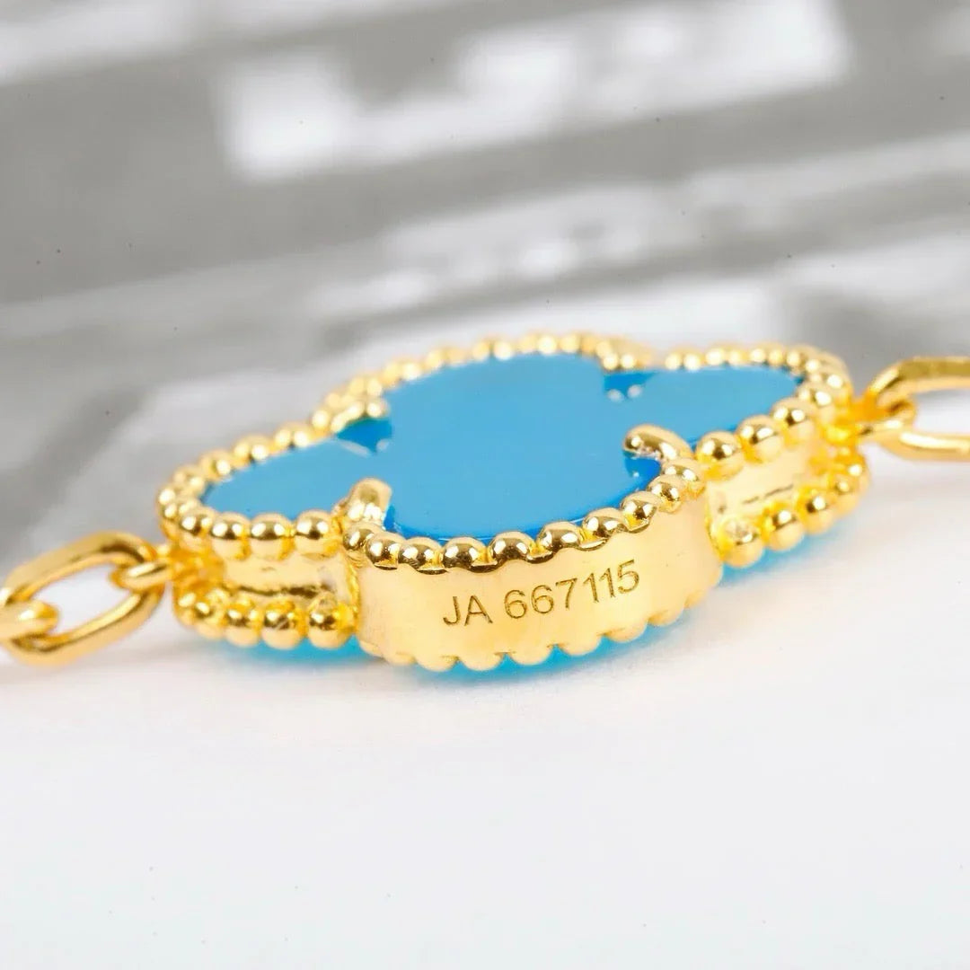 [Azure Tears]LUCKY CLOVER 5-MOTIF BRACELET - TURQUOISE COLLECTION