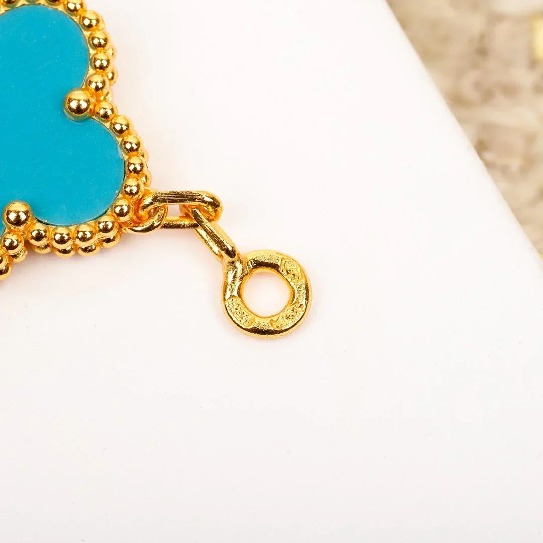 [Azure Tears]LUCKY CLOVER 5-MOTIF BRACELET - TURQUOISE COLLECTION