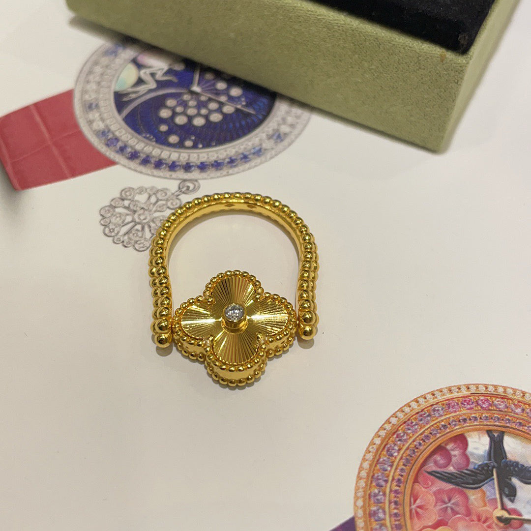[Azure Tears]LUCKY CLOVER GOLD REVERSIBLE RING