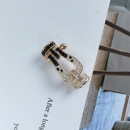 [Azure Tears]FORCE LARGE HORSESHOE BLACK & WHITE DIAMOND BRACELET - ROSE GOLD
