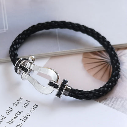 [Azure Tears]FORCE LARGE HORSESHOE BLACK DIAMOND BRACELET - WHITE GOLD