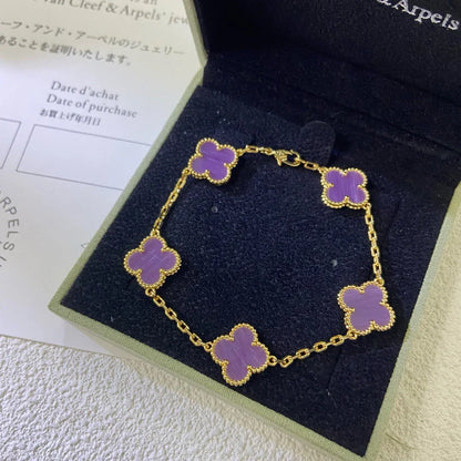 [Azure Tears]LUCKY CLOVER 5-MOTIF BRACELET - VIOLET COLLECTION