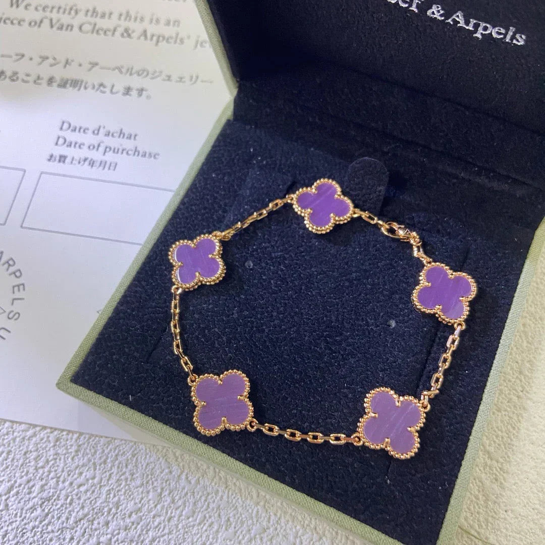 [Azure Tears]LUCKY CLOVER 5-MOTIF BRACELET - VIOLET COLLECTION