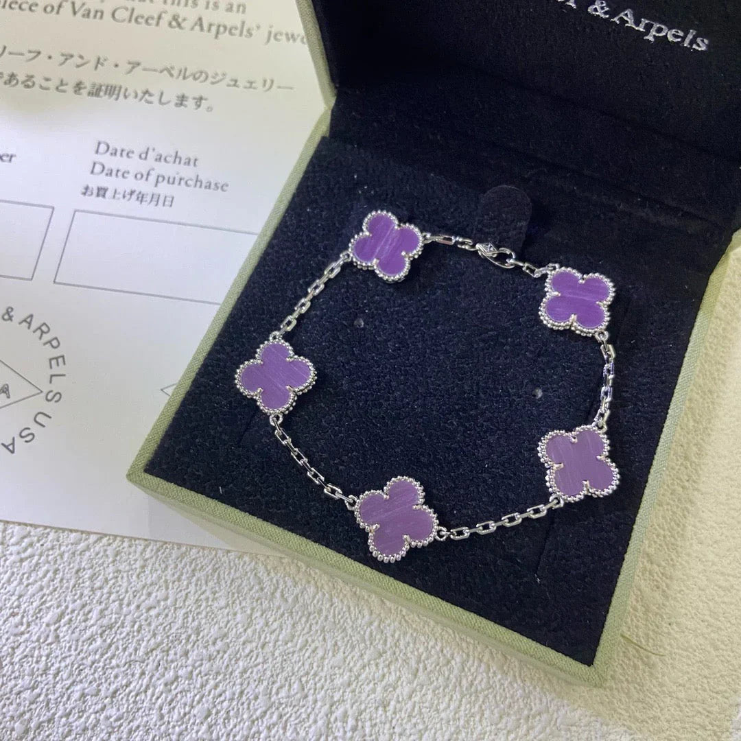 [Azure Tears]LUCKY CLOVER 5-MOTIF BRACELET - VIOLET COLLECTION