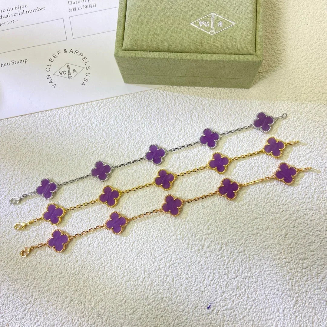[Azure Tears]LUCKY CLOVER 5-MOTIF BRACELET - VIOLET COLLECTION