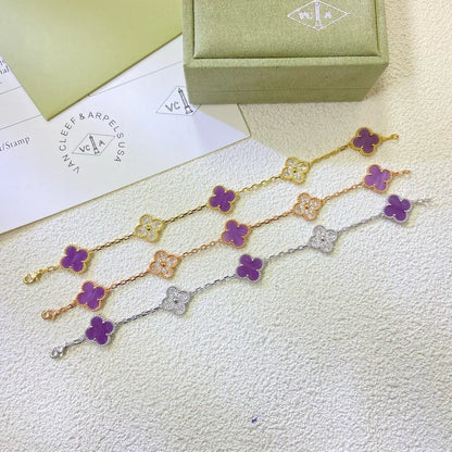 [Azure Tears]LUCKY CLOVER 5-MOTIF BRACELET - VIOLET COLLECTION