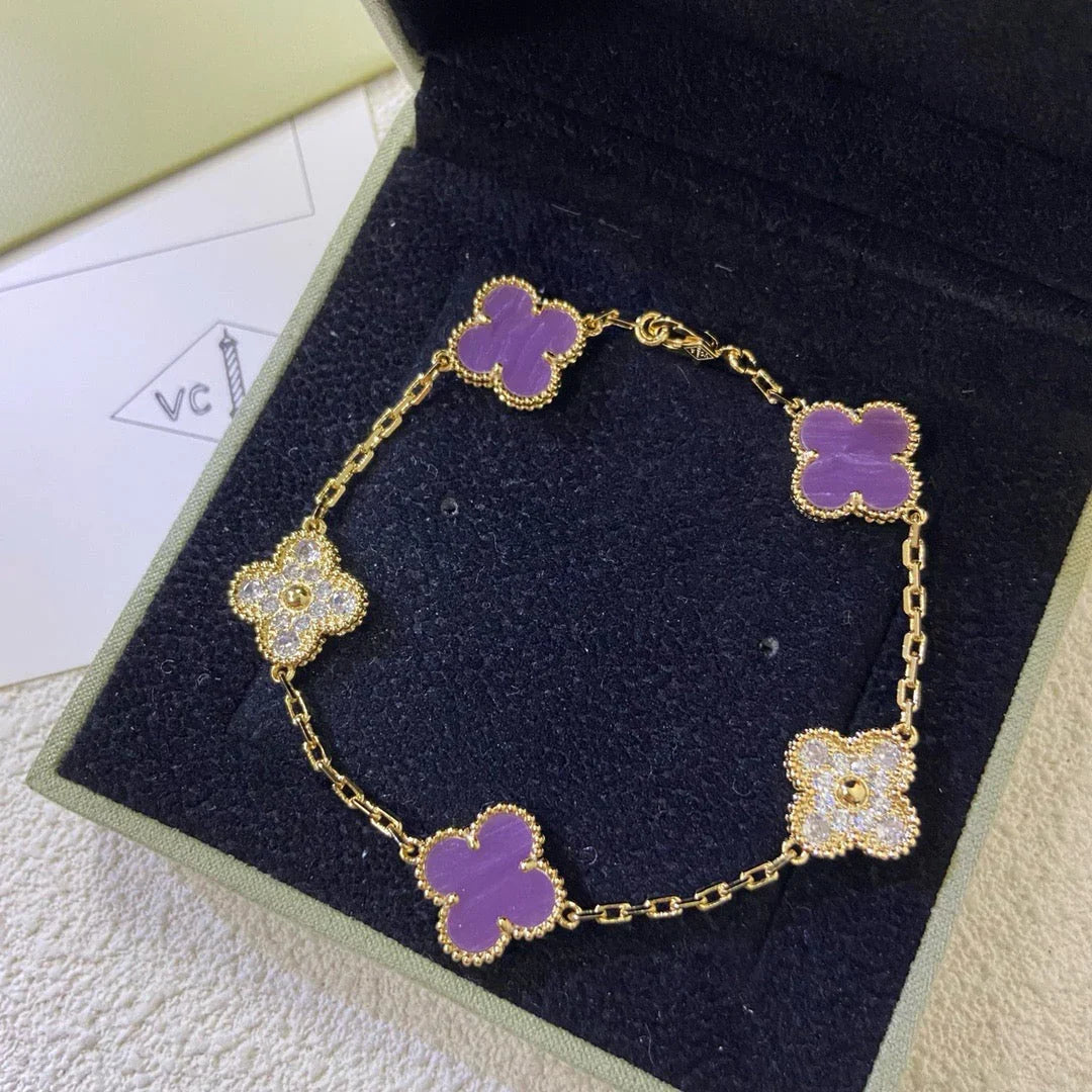[Azure Tears]LUCKY CLOVER 5-MOTIF BRACELET - VIOLET COLLECTION