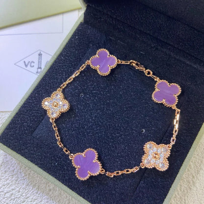 [Azure Tears]LUCKY CLOVER 5-MOTIF BRACELET - VIOLET COLLECTION