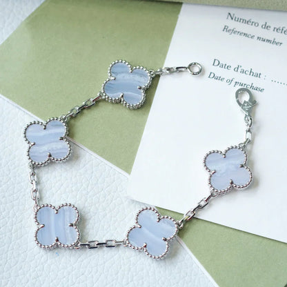 [Azure Tears]LUCKY CLOVER 5-MOTIF BRACELET - PURPLE CHALCEDONY COLLECTION
