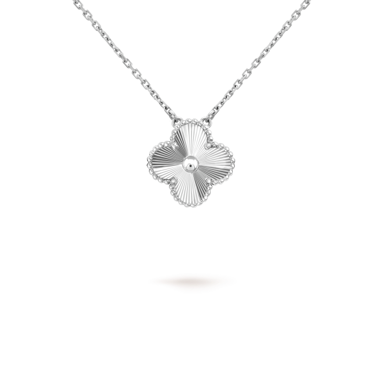 [Azure Tears]15MM CLOVER FLOWER PENDANT NECKLACE WHITE GOLD COLLECTION
