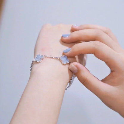 [Azure Tears]LUCKY CLOVER 5-MOTIF BRACELET - PURPLE CHALCEDONY COLLECTION