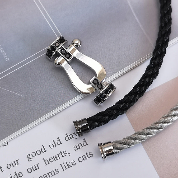 [Azure Tears]FORCE LARGE HORSESHOE BLACK DIAMOND BRACELET - WHITE GOLD