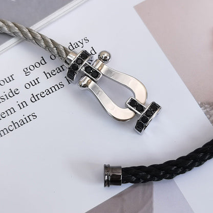[Azure Tears]FORCE LARGE HORSESHOE BLACK DIAMOND BRACELET - WHITE GOLD