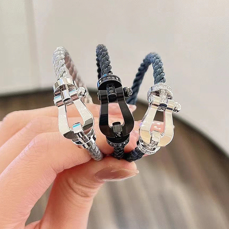 [Azure Tears]FORCE LARGE HORSESHOE FULL DIAMOND BRACELET - ROSE GOLD
