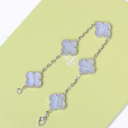 [Azure Tears]LUCKY CLOVER 5-MOTIF BRACELET - PURPLE CHALCEDONY COLLECTION