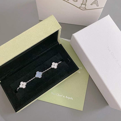 [Azure Tears]LUCKY CLOVER 5-MOTIF BRACELET - PURPLE CHALCEDONY COLLECTION