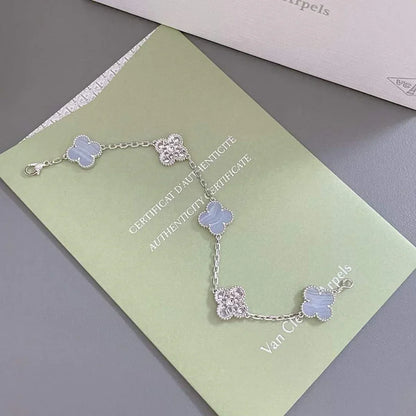 [Azure Tears]LUCKY CLOVER 5-MOTIF BRACELET - PURPLE CHALCEDONY COLLECTION
