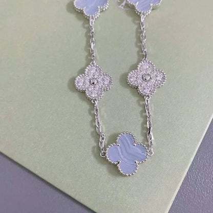 [Azure Tears]LUCKY CLOVER 5-MOTIF BRACELET - PURPLE CHALCEDONY COLLECTION