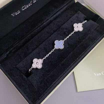 [Azure Tears]LUCKY CLOVER 5-MOTIF BRACELET - PURPLE CHALCEDONY COLLECTION