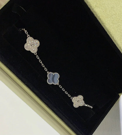 [Azure Tears]LUCKY CLOVER 5-MOTIF BRACELET - PURPLE CHALCEDONY COLLECTION