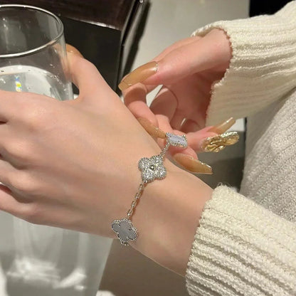 [Azure Tears]LUCKY CLOVER 5-MOTIF BRACELET - PURPLE CHALCEDONY COLLECTION